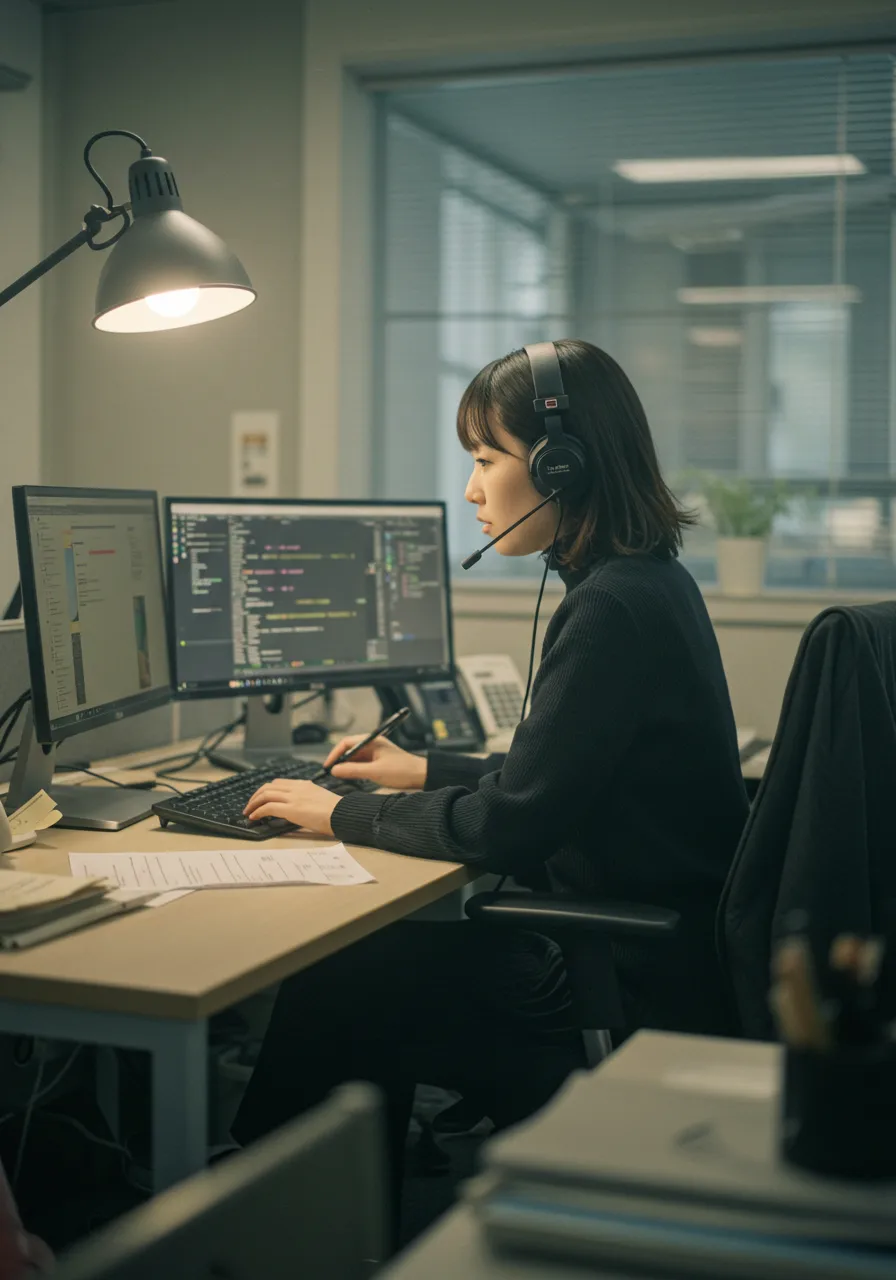 デュアルモニターで作業する様子