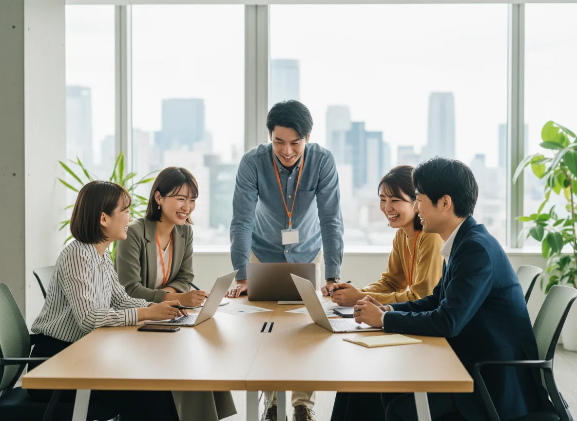 チームで協力して作業する様子